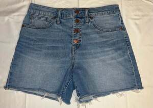Madewell High-Rise Button Front Edition Denim Cutoff Shorts Size 28 #4